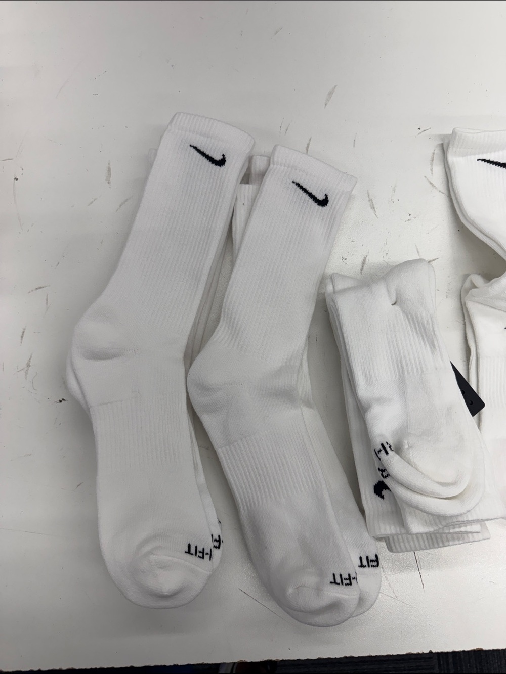 Nike White Crew Athletic Socks with Black Swoosh - 9 Pair- Everyday Plus 8-12 - Picture 2 of 2